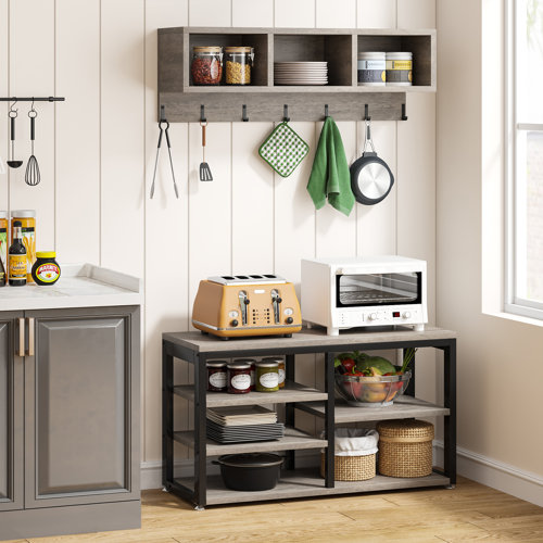 17 Stories 31.49'' Wide Hall Tree with 3 Storage Cubbies, 7 Hooks